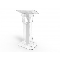 FixtureDisplays® Podium Clear Ghost Acrylic w / White Cross With pray hand decor Easy Assembly Required 1803-310+12152