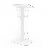 FixtureDisplays® Podium Clear Ghost Acrylic w / White Cross1803-310 Easy Assembly Required