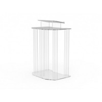 FixtureDisplays® Acrylic Podium Wood Pulpit Large Lecterm for Church School Conference Plexiglass Events Hotel Party Rally 1803-4 - Fully Assembled