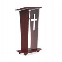 FixtureDisplays® Wood Podium with Frost Acrylic Front Panel, 46.5