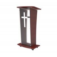FixtureDisplays® Wood Podium with Frost Acrylic Front Panel, 46.5