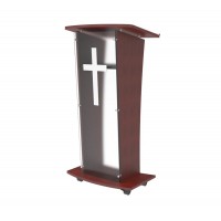 FixtureDisplays® Wood Podium with Frost Acrylic Front Panel, 48