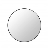 FixtureDisplays® 24-Inch Diameter Round Wall Mirror, Black Rubber Rim 18159