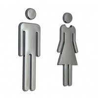 FixtureDisplays® 7.8-Inch Modern ABS Plated Adhesive Backed Men's and Women's or Unisex Bathroom Sign 18163