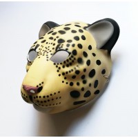 FixtureDisplays® Used Cheetah PVC Mask Costume Accessory Child KidsAdult Jungle Animal Holloween 18502