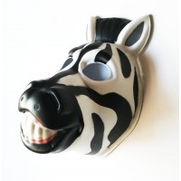FixtureDisplays® Used Zebra PVC Mask Costume Accessory Child KidsAdult Jungle Animal Holloween 18510