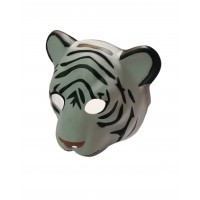 FixtureDisplays® Used White Tiger PVC Mask Costume Accessory Child KidsAdult Animal Holloween 18513
