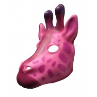 FixtureDisplays® Used Pink Giraffe PVC Mask Costume Accessory Child KidsAdult Animal Holloween 18518