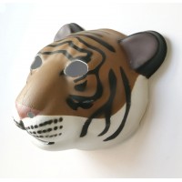 FixtureDisplays® Used Tiger PVC Mask Costume Accessory Child KidsAdult Jungle Animal Holloween 18520