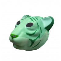 FixtureDisplays® Used Green Tiger PVC Mask Costume Accessory Child KidsAdult Animal Holloween 18521