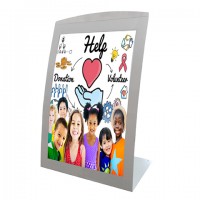 FixtureDisplays® 11 x 17 Sign Holder for Tabletop,with Magnetic Lens,Curved -Silver/ Balck 19127