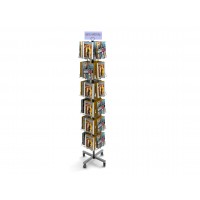 FixtureDisplays® 24-Pocket Book Stand for Floor, Full-View Pockets, Header Clip - Black 19347