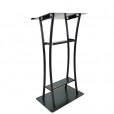 FixtureDisplays® Assembled Curved Black Steel Lectern, Metal Podium 25