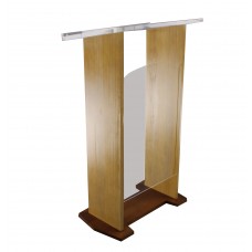 FixtureDisplays® Wood Acrylic Podium Pulpit LEctern, Optional Cross Plain Front Panel, 46.7