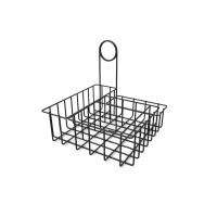 FixtureDisplays® Square Wire Condiment Caddy w/ Sign Clip 19695-BLACK