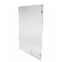 FixtureDisplays® 11 x 17 Acrylic Sign Holder for Wall, Business Card Pocket, Silver Standoffs - Clear 19741