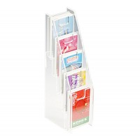 FixtureDisplays® 5-Tiered Acrylic Gift Card Display for Tabletops, with Notched Pockets - Clear 19757