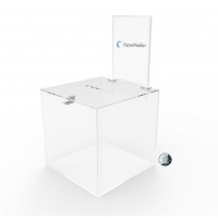 FixtureDisplays® Acrylic Ballot Box w/ 11 x 8.5 Header and Lock - Clear 19237