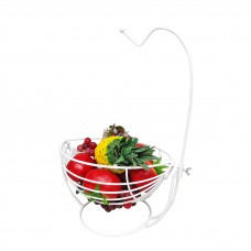 FixtureDisplays® Fruit/Vegetable Hammock with Banana Hanger Metal Basket White Rack Display Stand 12.9X7.9X17.9