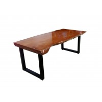 FixtureDisplays® Solid Wood Modern Industrial Coffee Table, Black Metal Frame Brown Finish 21344