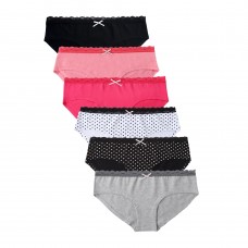 FixtureDisplays®  6PK Womens Cotton Underwear Lace Hipster Panties Briefs Assorted Colors,  Size: S. Fit for waist size: 25
