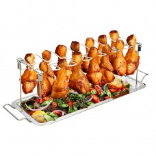 FixtureDisplays® Chicken Leg Racks for Grilling and Smoking,14 Slots Chicken Leg Rack,Premium Stainless Steel Chicken Drumstick Rack 21902