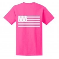 FixtureDisplays® Pink T-Shirt with Amercian Flag Imprint on Front Short Sleeve 421-M
