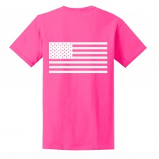 FixtureDisplays® Pink T-Shirt with Amercian Flag Imprint on Front Short Sleeve 421-XL