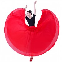 FixtureDisplays® Woman Fashion Full Circle Modern Dance Skirts Ballroom Dance Skirt 720°， S size,length: 33.5