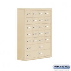 Salsbury Cell Phone Storage Locker - 7 Door High Unit (8 Inch Deep Compartments) - 20 A Doors and 4 B Doors - Sandstone - Surface Mounted - Master Keyed Locks