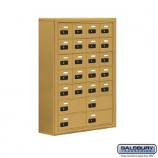 Salsbury Cell Phone Storage Locker - 7 Door High Unit (8 Inch Deep Compartments) - 20 A Doors and 4 B Doors - Gold - Surface Mounted - Resettable Combination Locks