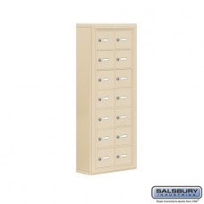 Salsbury Cell Phone Storage Locker - 7 Door High Unit (5 Inch Deep Compartments) - 14 A Doors - Sandstone - Surface Mounted - Master Keyed Locks