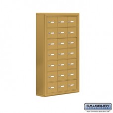 Salsbury Cell Phone Storage Locker - 7 Door High Unit (5 Inch Deep Compartments) - 21 A Doors - Gold - Surface Mounted - Master Keyed Locks