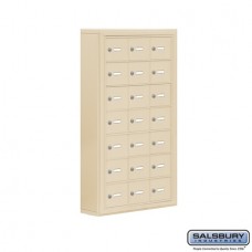 Salsbury Cell Phone Storage Locker - 7 Door High Unit (5 Inch Deep Compartments) - 21 A Doors - Sandstone - Surface Mounted - Master Keyed Locks