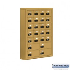 Salsbury Cell Phone Storage Locker - 7 Door High Unit (5 Inch Deep Compartments) - 20 A Doors and 4 B Doors - Gold - Surface Mounted - Resettable Combination Locks