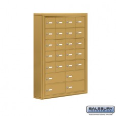 Salsbury Cell Phone Storage Locker - 7 Door High Unit (5 Inch Deep Compartments) - 20 A Doors and 4 B Doors - Gold - Surface Mounted - Master Keyed Locks