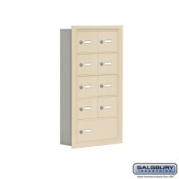 Salsbury Cell Phone Storage Locker - 5 Door High Unit (5 Inch Deep Compartments) - 8 A Doors and 1 B Door - Sandstone - Recessed Mounted - Master Keyed Locks  19055-09SRK