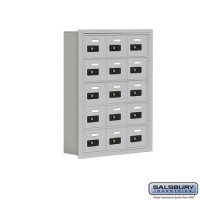 Salsbury Cell Phone Storage Locker - 5 Door High Unit (5 Inch Deep Compartments) - 15 A Doors - Aluminum - Recessed Mounted - Resettable Combination Locks  19055-15ARC