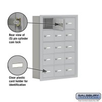 Salsbury Cell Phone Storage Locker - 5 Door High Unit (5 Inch Deep Compartments) - 15 A Doors - Aluminum - Recessed Mounted - Master Keyed Locks  19055-15ARK