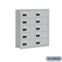 Salsbury Cell Phone Storage Locker - 5 Door High Unit (5 Inch Deep Compartments) - 10 B Doors - Aluminum - Recessed Mounted - Resettable Combination Locks  19055-10ARC