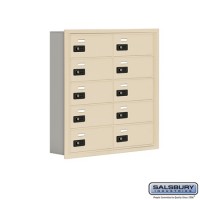 Salsbury Cell Phone Storage Locker - 5 Door High Unit (5 Inch Deep Compartments) - 10 B Doors - Sandstone - Recessed Mounted - Resettable Combination Locks  19055-10SRC