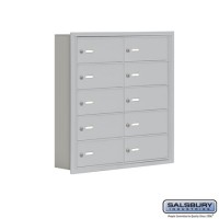 Salsbury Cell Phone Storage Locker - 5 Door High Unit (5 Inch Deep Compartments) - 10 B Doors - Aluminum - Recessed Mounted - Master Keyed Locks  19055-10ARK