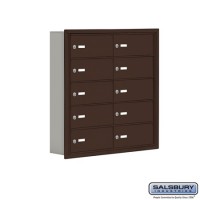 Salsbury Cell Phone Storage Locker - 5 Door High Unit (5 Inch Deep Compartments) - 10 B Doors - Bronze - Recessed Mounted - Master Keyed Locks  19055-10ZRK