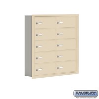 Salsbury Cell Phone Storage Locker - 5 Door High Unit (5 Inch Deep Compartments) - 10 B Doors - Sandstone - Recessed Mounted - Master Keyed Locks   19055-10SRK