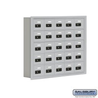 Salsbury Cell Phone Storage Locker - 5 Door High Unit (5 Inch Deep Compartments) - 25 A Doors - Aluminum - Recessed Mounted - Resettable Combination Locks   19055-25ARC