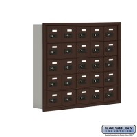 Salsbury Cell Phone Storage Locker - 5 Door High Unit (5 Inch Deep Compartments) - 25 A Doors - Bronze - Recessed Mounted - Resettable Combination Locks  19055-25ZRC