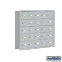 Salsbury Cell Phone Storage Locker - 5 Door High Unit (5 Inch Deep Compartments) - 25 A Doors - Aluminum - Recessed Mounted - Master Keyed Locks  19055-25ARK