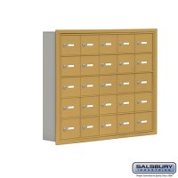 Salsbury Cell Phone Storage Locker - 5 Door High Unit (5 Inch Deep Compartments) - 25 A Doors - Gold - Recessed Mounted - Master Keyed Locks  19055-25GRK