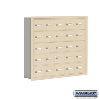 Salsbury Cell Phone Storage Locker - 5 Door High Unit (5 Inch Deep Compartments) - 25 A Doors - Sandstone - Recessed Mounted - Master Keyed Locks  19055-25SRK