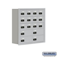 Salsbury Cell Phone Storage Locker - 5 Door High Unit (8 Inch Deep Compartments) - 12 A Doors and 4 B Doors - Aluminum - Recessed Mounted - Resettable Combination Locks  19058-16ARC